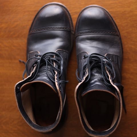 View photo of Viberg Service Boot in Maryam Black Horsebutt