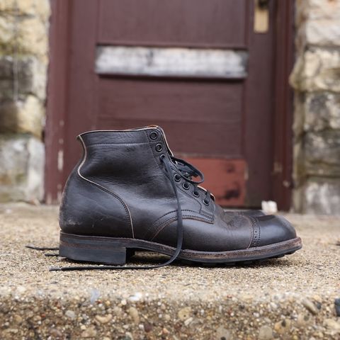 View photo of Viberg Service Boot in Maryam Black Horsebutt