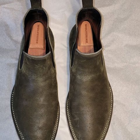 Search result thumbnail of Benzein The Seventh Chelsea Boot in Shinki Olive Shrunken Horsebutt