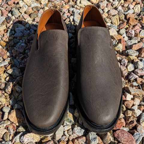 View photo of Viberg Slipper in Maryam Asfalto Washed Kangaroo