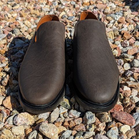 View photo of Viberg Slipper in Maryam Asfalto Washed Kangaroo