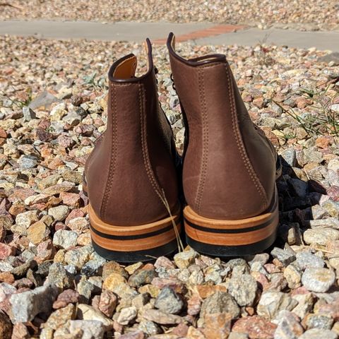 View photo of Viberg Derby Boot in Brown Glacé Deer