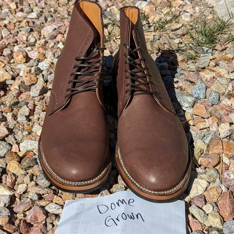 View photo of Viberg Derby Boot in Brown Glacé Deer