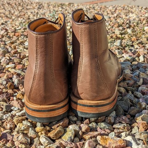 View photo of Viberg Derby Boot in Brown Glacé Deer