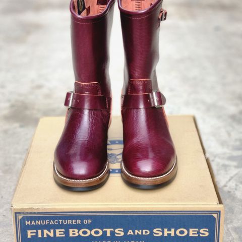 John Lofgren Wabash Engineer Boots in Shinki Burgundy Oiled Horsebutt