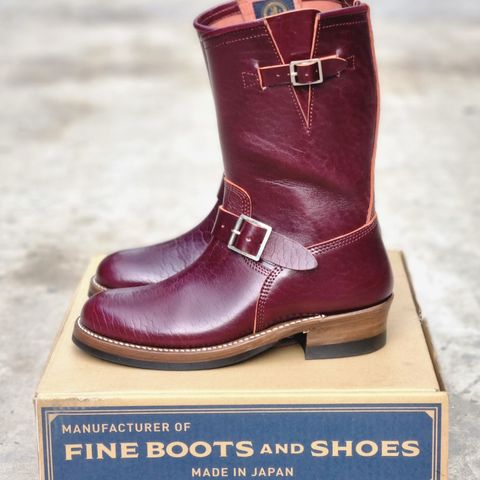 John Lofgren Wabash Engineer Boots in Shinki Burgundy Oiled Horsebutt