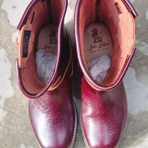 John Lofgren Wabash Engineer Boots in Shinki Burgundy Oiled Horsebutt