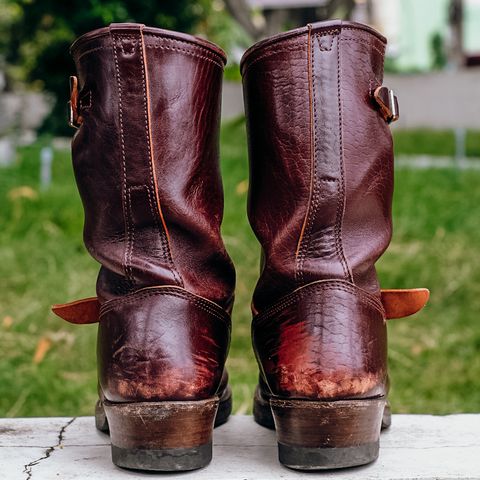 John Lofgren Wabash Engineer Boots in Shinki Burgundy Oiled Horsebutt