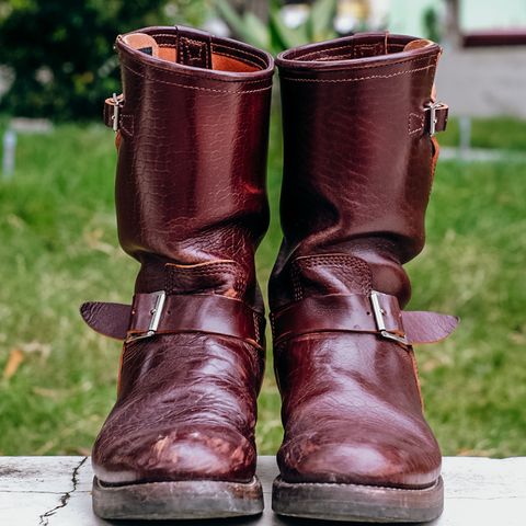 John Lofgren Wabash Engineer Boots in Shinki Burgundy Oiled Horsebutt