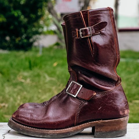 John Lofgren Wabash Engineer Boots in Shinki Burgundy Oiled Horsebutt