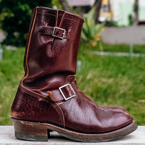 John Lofgren Wabash Engineer Boots in Shinki Burgundy Oiled Horsebutt