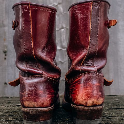 John Lofgren Wabash Engineer Boots in Shinki Burgundy Oiled Horsebutt
