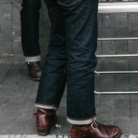 View photo of John Lofgren Wabash Engineer Boots in Shinki Burgundy Oiled Horsebutt