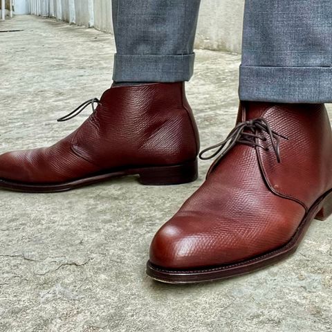 View photo of Carmina Chukka Boots 708 in J&FJ Baker Brown Russian Calf