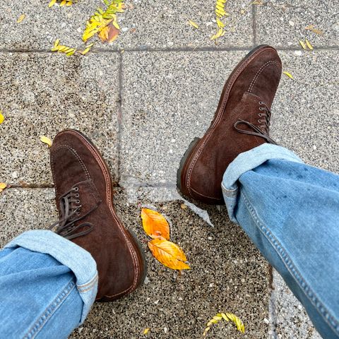 View photo of Alden Indy Boot in Horween Tobacco Chamois Roughout