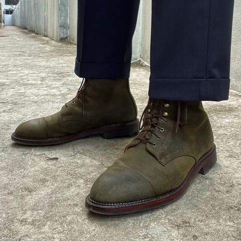 View photo of Crockett & Jones Coniston in Green Roughout Suede