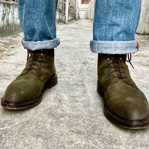 View photo of Crockett & Jones Coniston in Green Roughout Suede