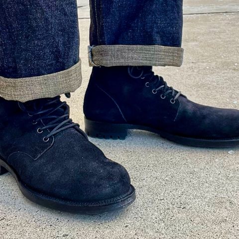 Viberg Service Boot in Seidel Black Oil Tan Roughout