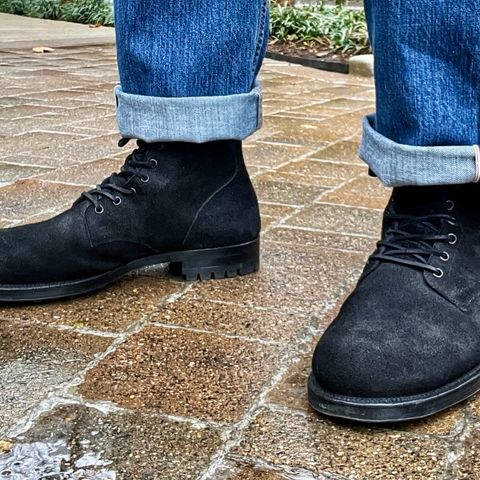 Viberg Service Boot in Seidel Black Oil Tan Roughout