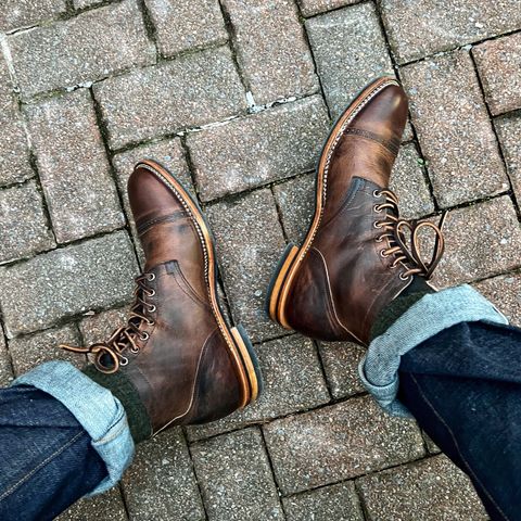 Viberg Service Boot BCT in Horween Vintage Mocha Oil Harness (3sixteen)