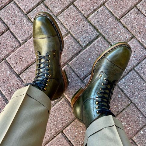Iron Boots Type 1 in Horween Green Patinated Pioneer Raindeer