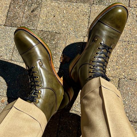 Iron Boots Type 1 in Horween Green Patinated Pioneer Raindeer
