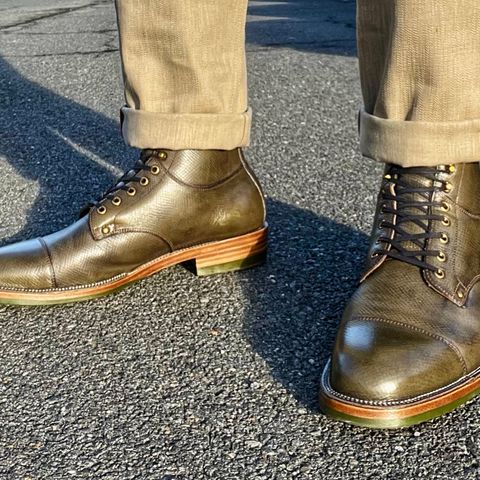 Iron Boots Type 1 in Horween Green Patinated Pioneer Raindeer