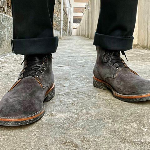 Viberg Boondocker in C.F. Stead Smoke Kudu Roughout