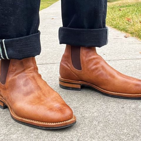 View photo of Viberg Chelsea in Guidi Tan Washed Horsehide