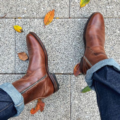 Viberg Side Zip in Horween Mocha Vintage