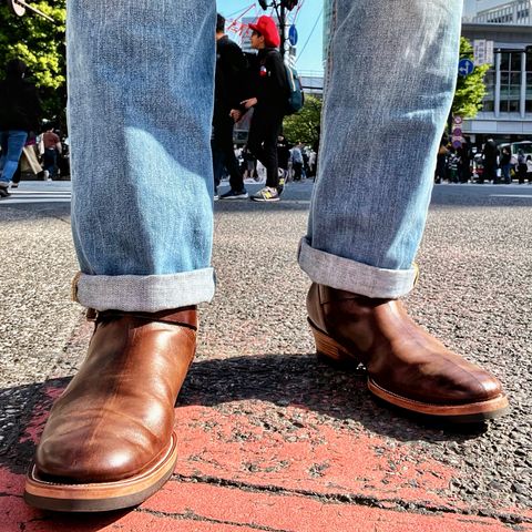 View photo of Clinch Engineer Boots 11-Inch Height in Brown-Overdyed Horsebutt