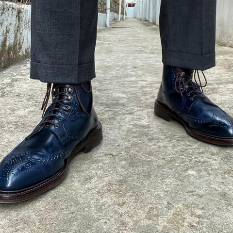 View photo of Crockett & Jones Lindrick in Horween Navy Shell Cordovan