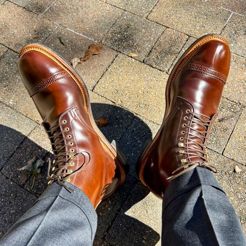 View photo of Viberg Derby Boot in Horween Mahogany Shell Cordovan