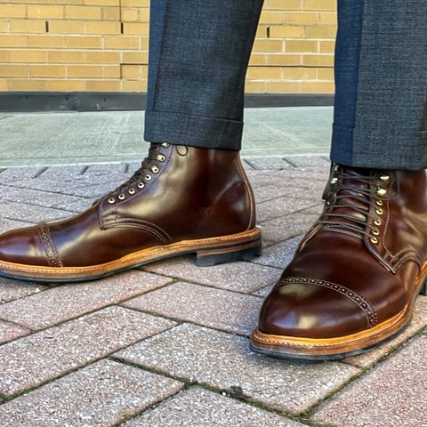 View photo of Viberg Derby Boot in Horween Mahogany Shell Cordovan