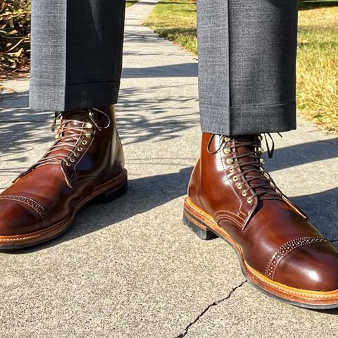 View photo of Viberg Derby Boot in Horween Mahogany Shell Cordovan