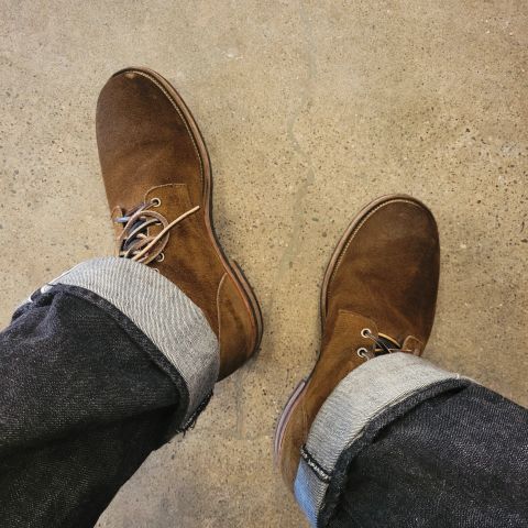 Viberg Service Boot in Horween Mushroom Chamois Roughout