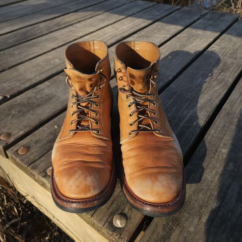 Y'2 Leather Work Boot in Y'2 kakishibu horsehide leather