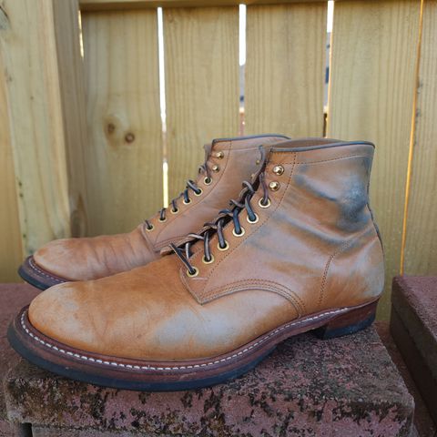 Y'2 Leather Work Boot in Y'2 kakishibu horsehide leather
