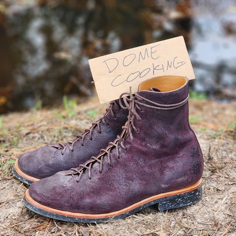 Briselblack The Buck Wholecut Lace to Toe in Horween Reversed Wax Burgundy Horsehide