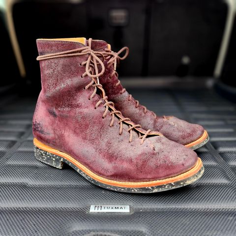 Briselblack The Buck Wholecut Lace to Toe in Horween Reversed Wax Burgundy Horsehide