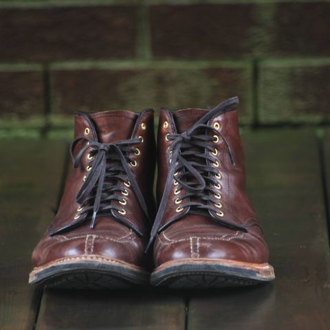 View photo of Alden Norwegian Front Blucher in Horween Brown Chromexcel