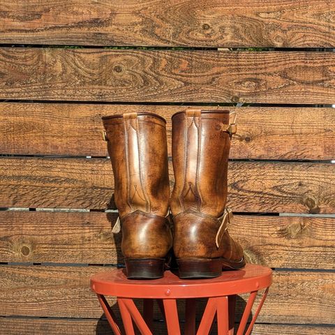 View photo of Unsung U 22-2 Engineer Boot in Wickett & Craig Natural Veg Tan