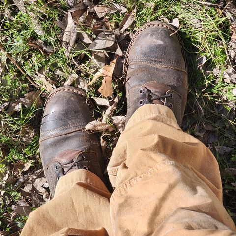 View photo of Nicks Nicks/ x Butterscotch Triton Boot in Nicks/ Horween Black Waxed Flesh