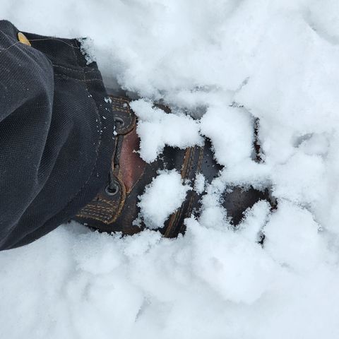 View photo of Nicks Nicks/ x Butterscotch Triton Boot in Nicks/ Horween Black Waxed Flesh