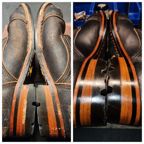 View photo of Nicks Nicks/ x Butterscotch Triton Boot in Nicks/ Horween Black Waxed Flesh