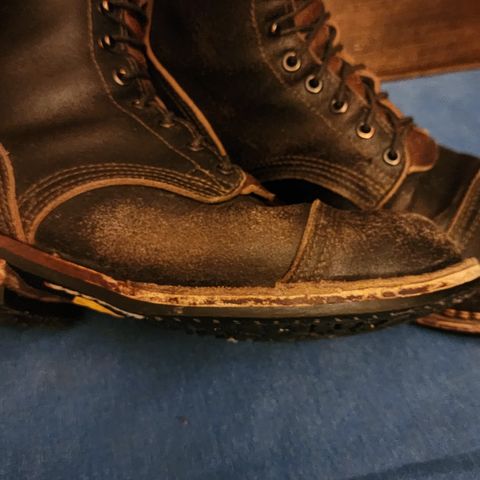 View photo of Nicks Nicks/ x Butterscotch Triton Boot in Nicks/ Horween Black Waxed Flesh