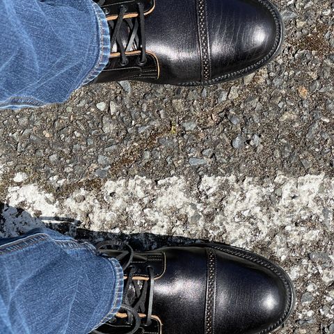 View photo of Viberg Service Boot in Shinki Black Oiled Horsebutt