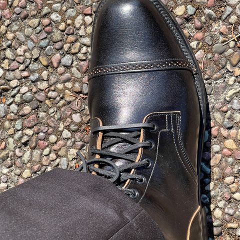 View photo of Viberg Service Boot in Shinki Black Oiled Horsebutt