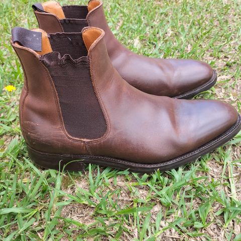 View photo of Herring Wainwright Chelsea Boots in Dark Brown Calf