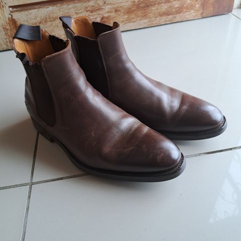 View photo of Herring Wainwright Chelsea Boots in Dark Brown Calf